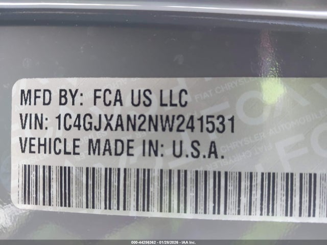 Продажа на аукционе авто 2022 Jeep Wrangler Sport S 4x4, vin: 1C4GJXAN2NW241531, номер лота: 44256362