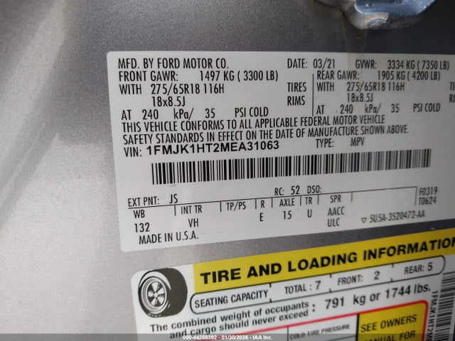 2021 FORD EXPEDITION 1FMJK1HT2MEA31063 Photo 8