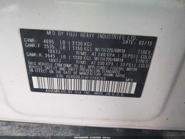 4S4BSBJC4F3298269 Subaru Outback 2.5i Limited