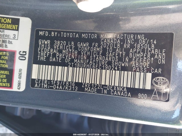 Toyota COROLLA LE 2014 2T1BURHE6EC190241 Image 9