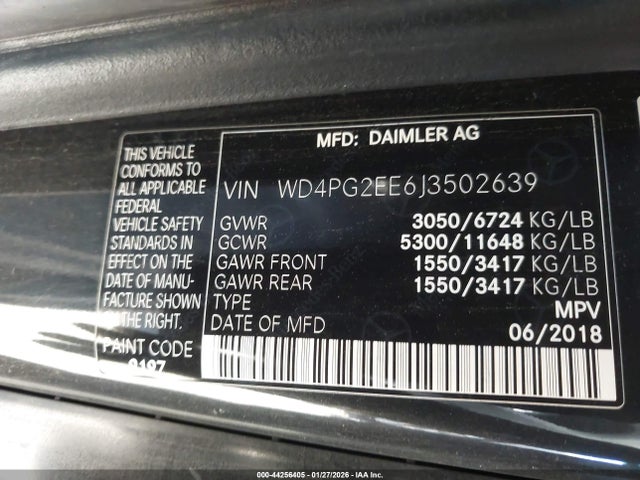 2018 MERCEDES-BENZ METRIS WD4PG2EE6J3502639 Photo 8