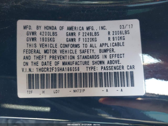1HGCR2F35HA186058 Honda ACCORD LX
