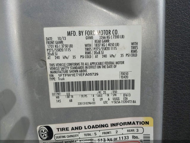 Ford F-150 Fx4 2014 1FTFW1ET1EFA05729 Image 9
