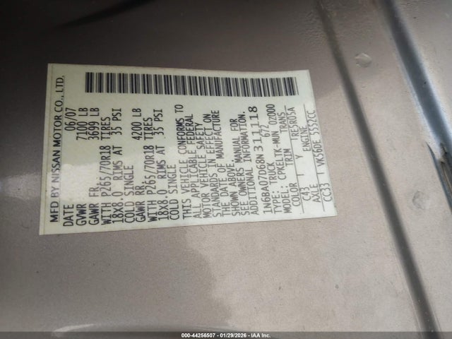 2008 NISSAN TITAN 1N6BA07D68N311118 Photo 8
