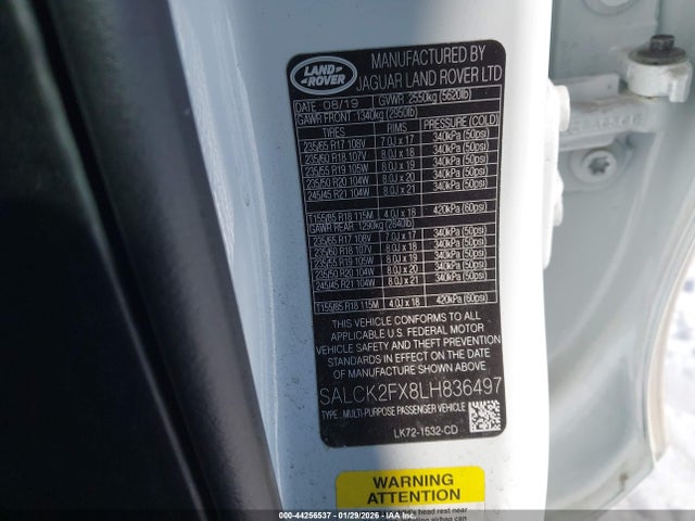 2020 LAND ROVER DISCOVERY SPORT SALCK2FX8LH836497 Photo 8
