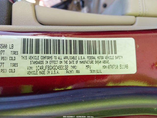 2016 JEEP GRAND CHEROKEE 1C4RJFBGXGC493132 Photo 8