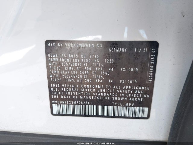 WVGUNPE23MP062541 Volkswagen Id.4 Awd Pro S