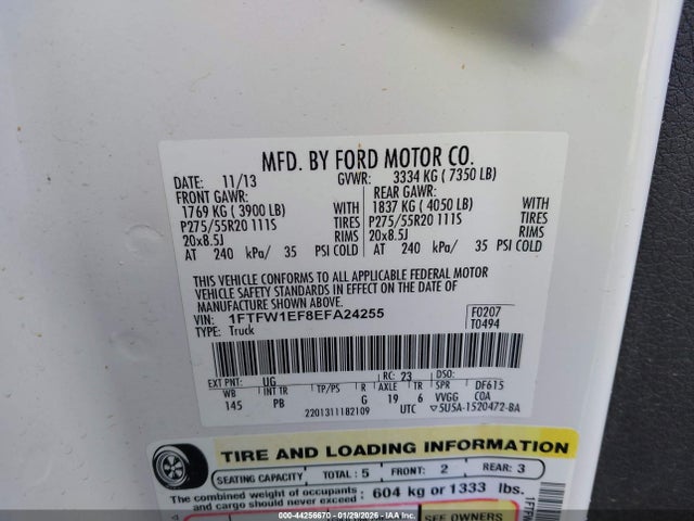 Ford F-150 Platinum 2014 1FTFW1EF8EFA24255 Image 9