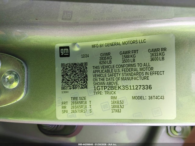 1GTP2BEK3S1127336 GMC Canyon 4wd Elevation