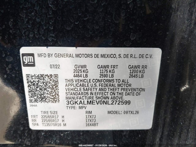 2022 Gmc Terrain Fwd Sle მანქანა იყიდება აუქციონზე, vin: 3GKALMEV0NL272599, აუქციონის ნომერი: 44256887