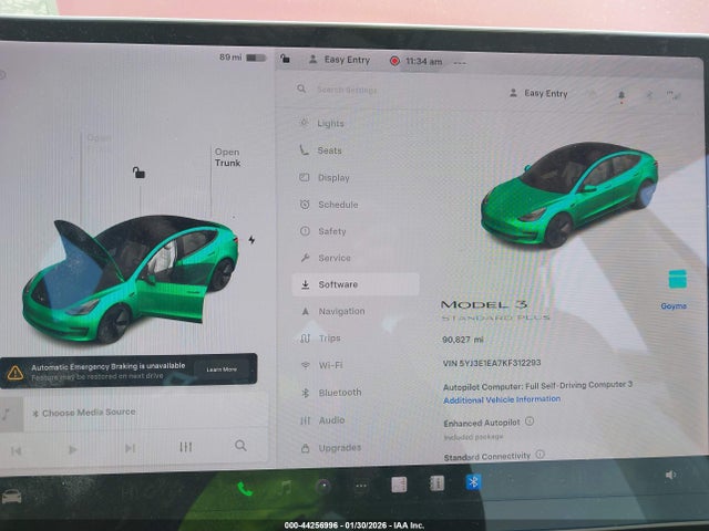 44256996 :رقم المزاد ، 5YJ3E1EA7KF312293 vin ، 2019 Tesla Model 3 Long Range/mid Range/standard Range/standard Range Plus مزاد بيع