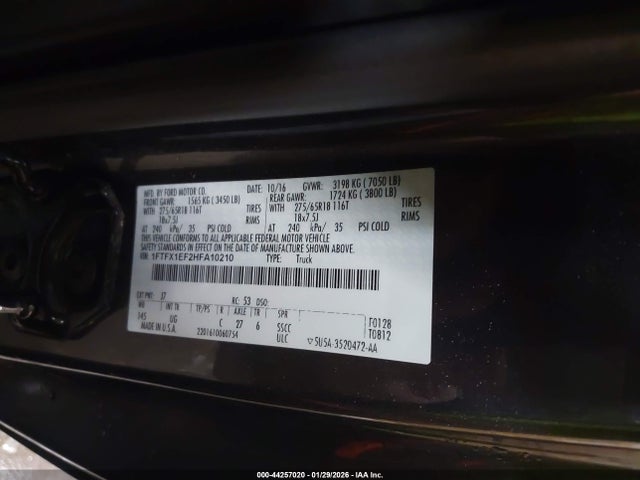 Ford F-150 Xlt 2017 1FTFX1EF2HFA10210 Image 9