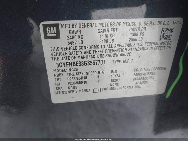 2016 CADILLAC SRX 3GYFNBE33GS567701 Photo 8