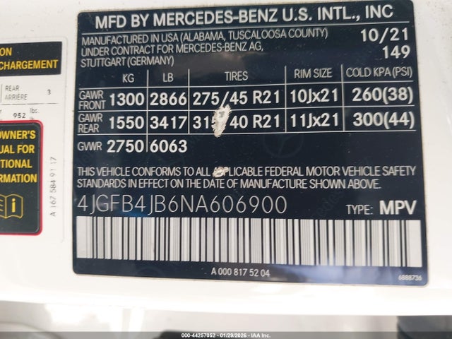 4JGFB4JB6NA606900 Mercedes-Benz GLE 350