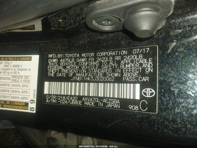 JTNB11HK3J3020062 Toyota CAMRY SE