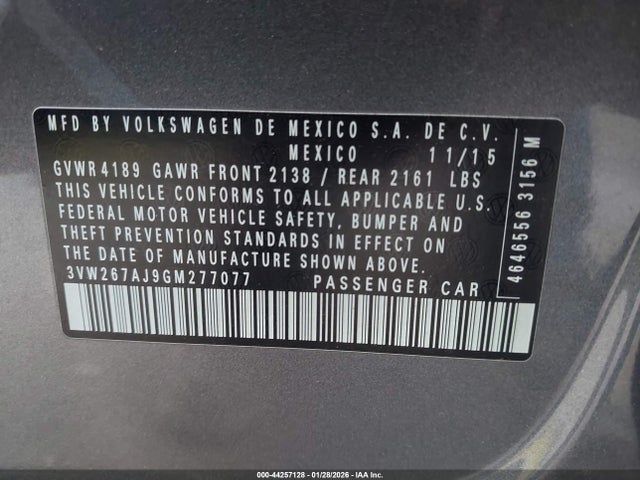 3VW267AJ9GM277077 Volkswagen Jetta 1.4t S
