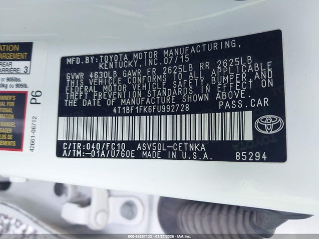 4T1BF1FK6FU992728 Toyota CAMRY LE