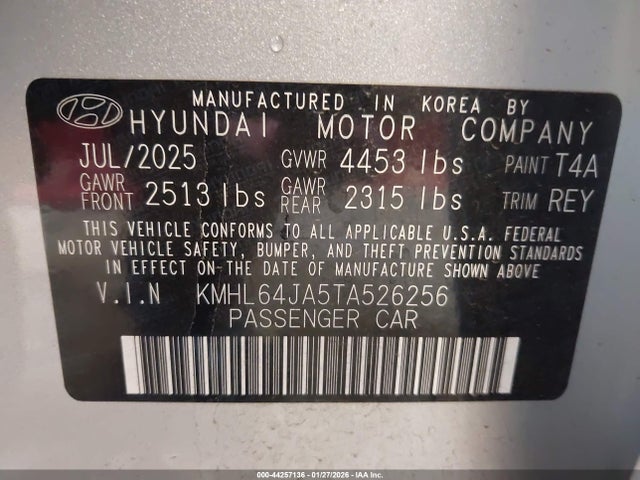 Aukcja sprzedaży 2026 Hyundai Sonata Sel Sport, vin: KMHL64JA5TA526256, numer aukcji: 44257136