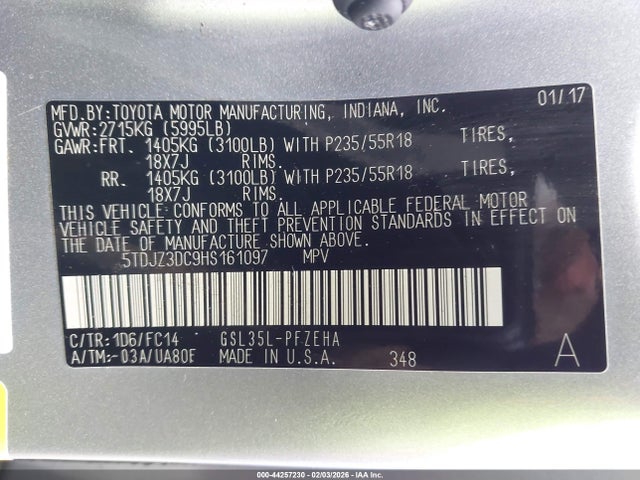 Toyota Sienna Le 7 Passenger 2017 5TDJZ3DC9HS161097 Image 9
