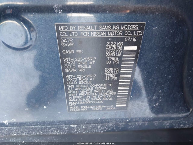 Nissan ROGUE SV 2016 KNMAT2MV8GP727420 Image 9