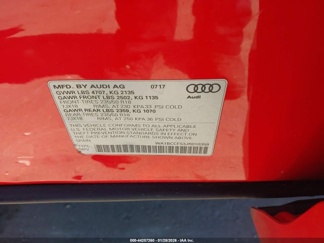 2018 AUDI Q3 WA1BCCFS3JR010359 Photo 8