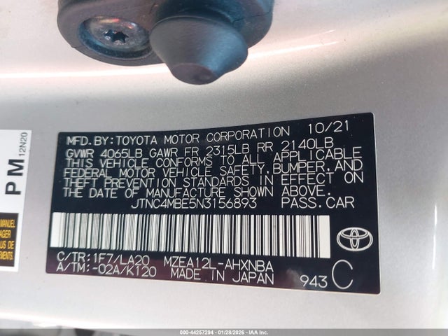 JTNC4MBE5N3156893 Toyota Corolla Xse