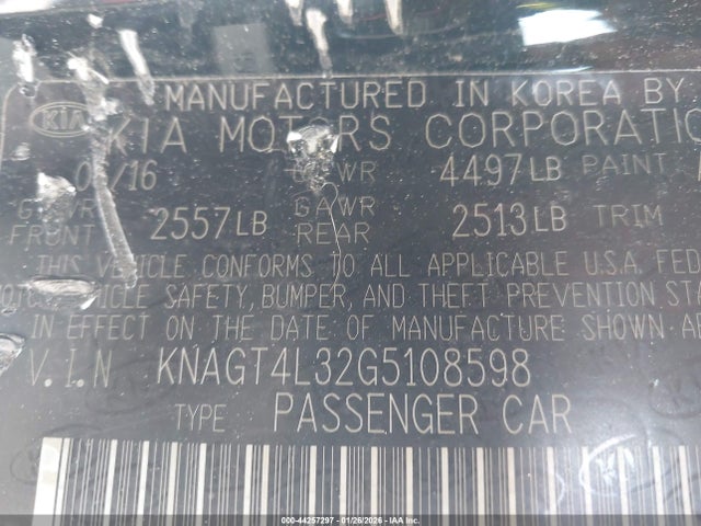 KNAGT4L32G5108598 KIA Optima Lx