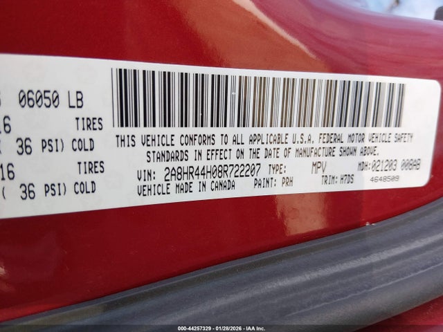 Aukcja sprzedaży 2008 Chrysler Town & Country Lx, vin: 2A8HR44H08R722207, numer aukcji: 44257329