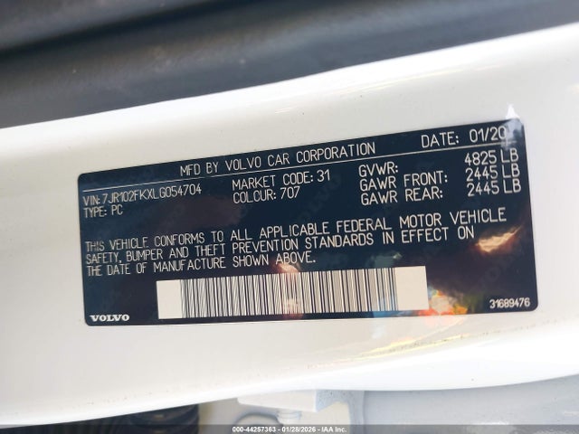 2020 VOLVO S60 7JR102FKXLG054704 Photo 8