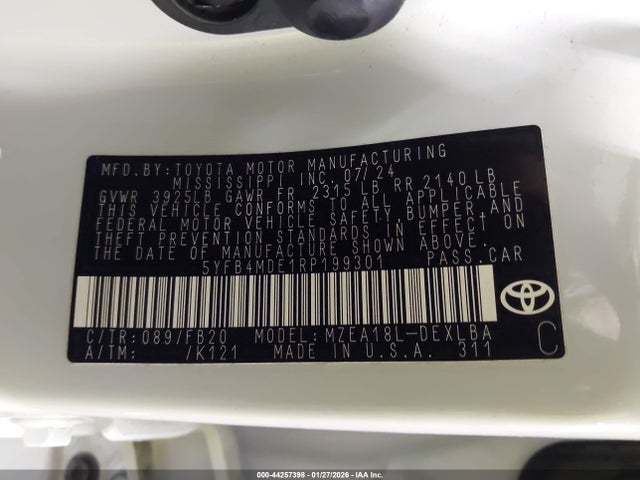5YFB4MDE1RP199301 Toyota COROLLA LE