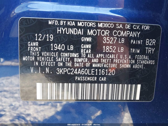 2020 HYUNDAI ACCENT 3KPC24A60LE116120 Photo 8