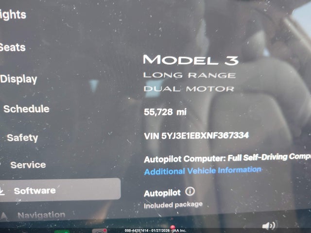 5YJ3E1EBXNF367334 Tesla Model 3 Long Range Dual Motor All-wheel Drive