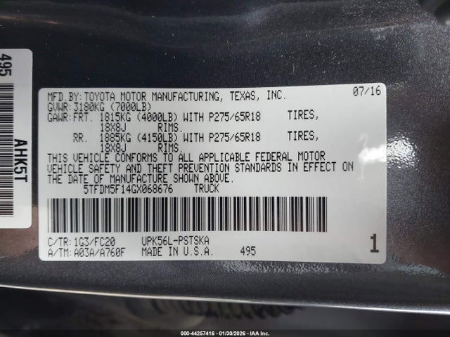5TFDM5F14GX068676 Toyota Tundra Sr5 4.6l V8