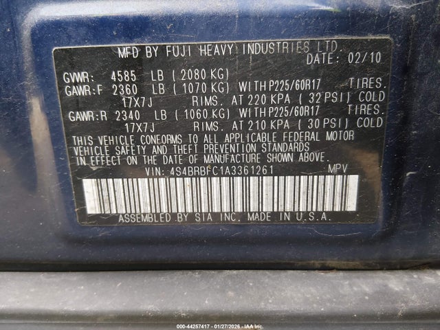 2010 SUBARU OUTBACK 4S4BRBFC1A3361261 Photo 8