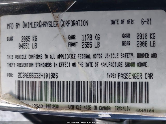 2002 CHRYSLER 300M 2C3AE66G32H101906 Photo 8