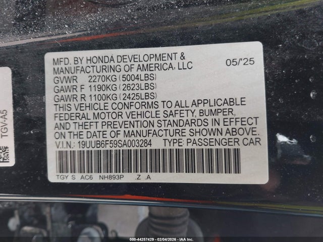 Продаж на аукціоні авто 2025 Acura Tlx A-spec Package, vin: 19UUB6F59SA003284, номер лоту: 44257429