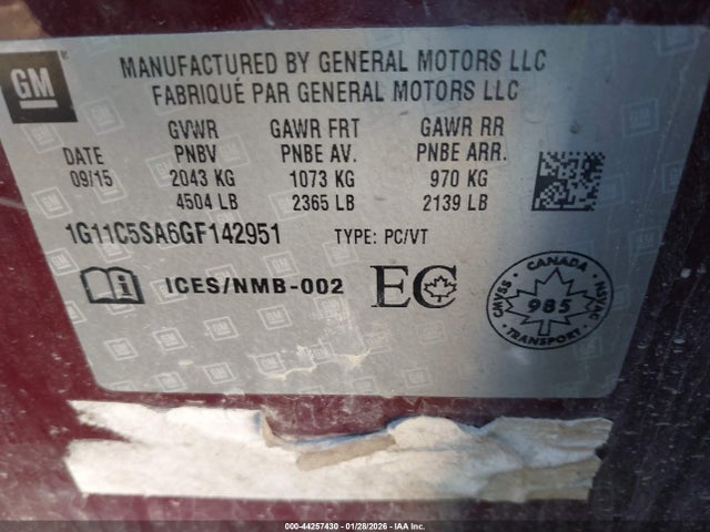 2016 CHEVROLET MALIBU LIMITED 1G11C5SA6GF142951 Photo 8