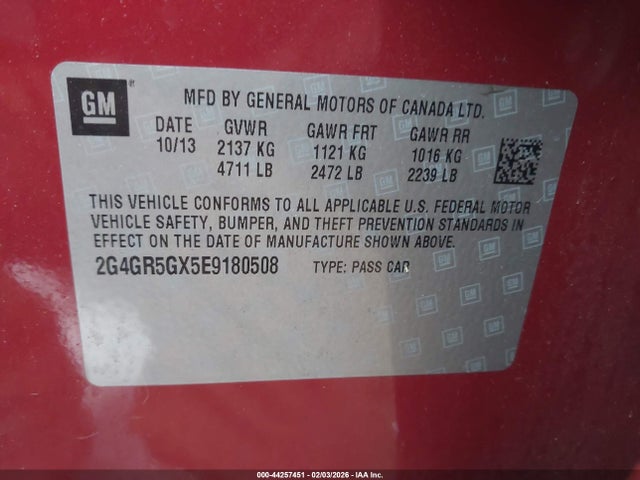 Aukcja sprzedaży 2014 Buick Regal Premium, vin: 2G4GR5GX5E9180508, numer aukcji: 44257451