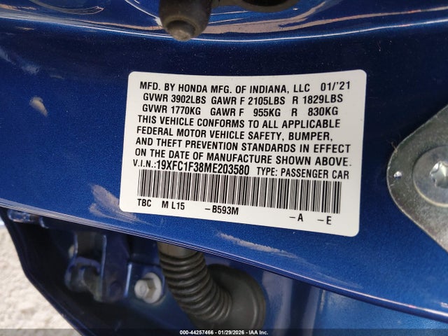 19XFC1F38ME203580 Honda CIVIC EX