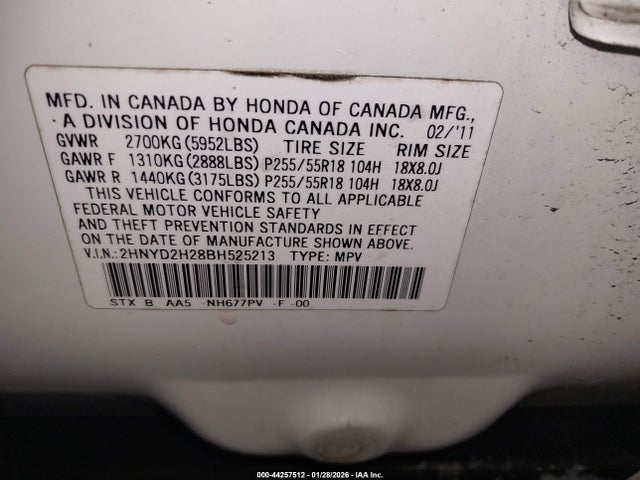 Aukcja sprzedaży 2011 Acura Mdx, vin: 2HNYD2H28BH525213, numer aukcji: 44257512