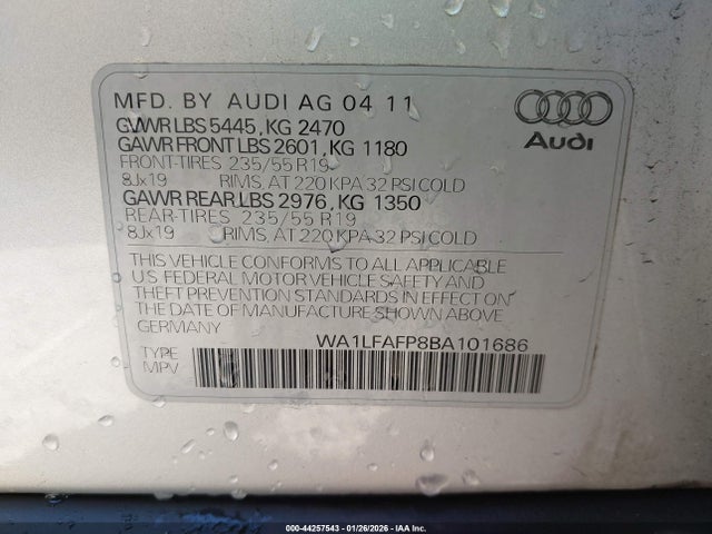 2011 AUDI Q5 WA1LFAFP8BA101686 Photo 8