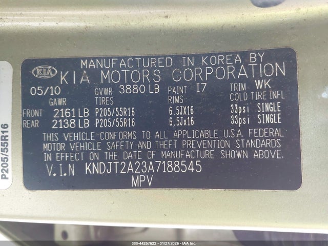 2010 KIA SOUL KNDJT2A23A7188545 Photo 8