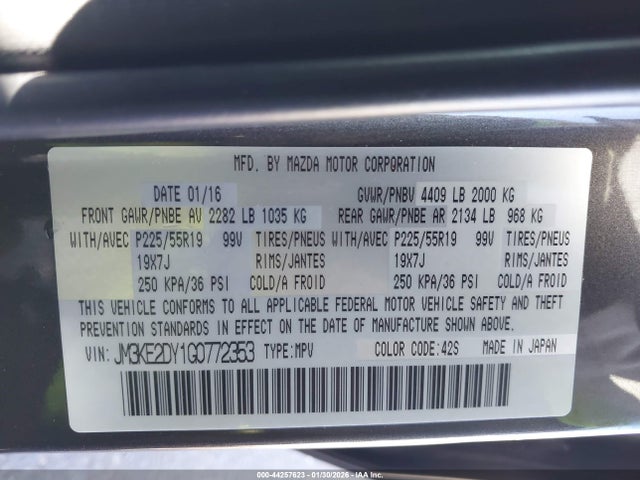 Aukcja sprzedaży 2016 Mazda Cx-5 Grand Touring, vin: JM3KE2DY1G0772353, numer aukcji: 44257623