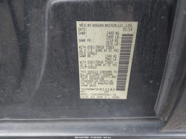 5N1AN0NW7EN811142 Nissan Xterra S