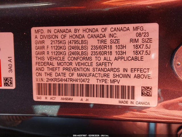 2HKRS4H47RH410472 Honda Cr-v Ex Awd