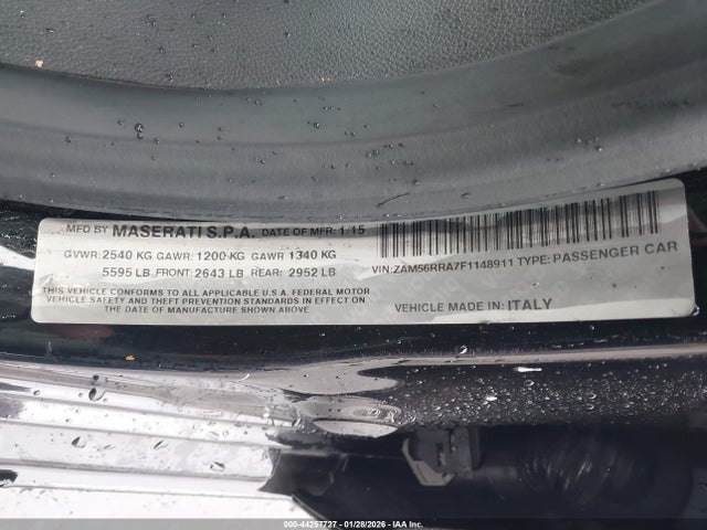 2015 MASERATI QUATTROPORTE ZAM56RRA7F1148911 Photo 8