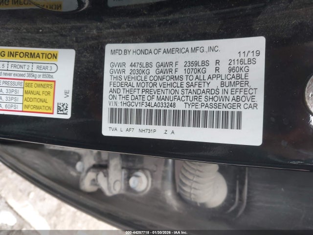 2020 HONDA ACCORD 1HGCV1F34LA033248 Photo 8