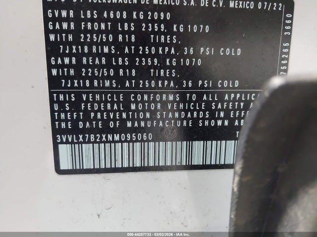 3VVLX7B2XNM095060 Volkswagen Taos 1.5t Se