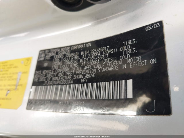 44257736 :رقم المزاد ، JTJGA31U940003206 vin ، 2004 Lexus Rx 330 مزاد بيع