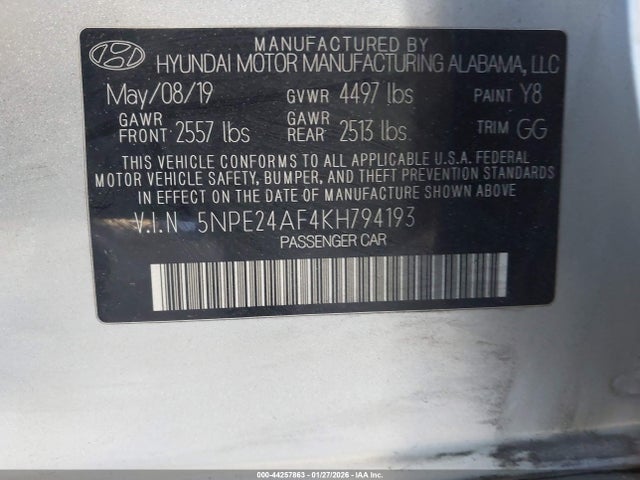 Hyundai SONATA SE 2019 5NPE24AF4KH794193 Image 9